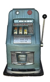 MILLS TWENTY-ONE 7-7-7 TWENTY-FIVE CENTS SLOT MACHINE