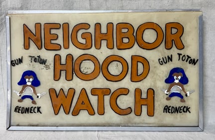 HOME MADE NEIGHBORHOOD WATCH SIGN WITH LOONEY TUNES CHARACTER