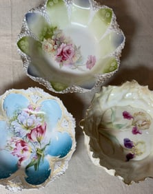 2 R S PRUSSIA AND 1 UNMARKED PORCELAIN BOWL GROUP