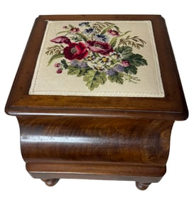 RARE ANTIQUE VICTORIAN NEEDLEPOINT CHAMBER POT