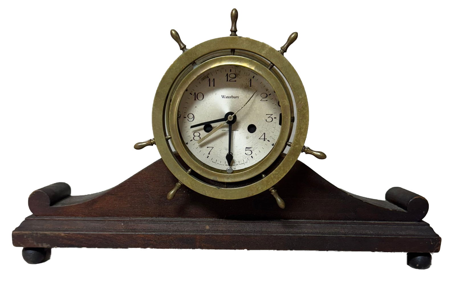 RARE ANTIQUE WATERBURY SHIPS WHEEL CLOCK (1 of 4)