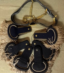 GROUP LOT FRATERNAL SWORD BELT & 4 PAIR  MILITIA EPULETTES