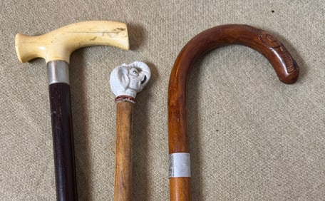 GROUP LOT OF 3 WOODEN WALKING CANES/WALKING STICKS