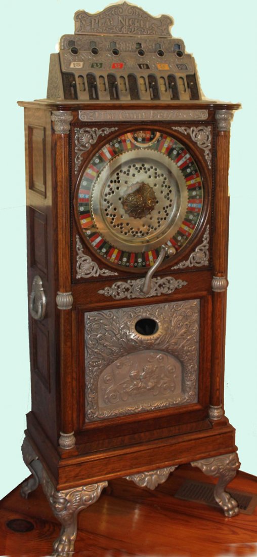 Caille Eclipse Slot Machine: Caille Bros. Eclipse Floor Model Slot Machine, 5 Cent. Frequently referred to as "The Crown Jewel of the Caille Brothers line of floor machines." One of the most beautiful gambling machines ever produ