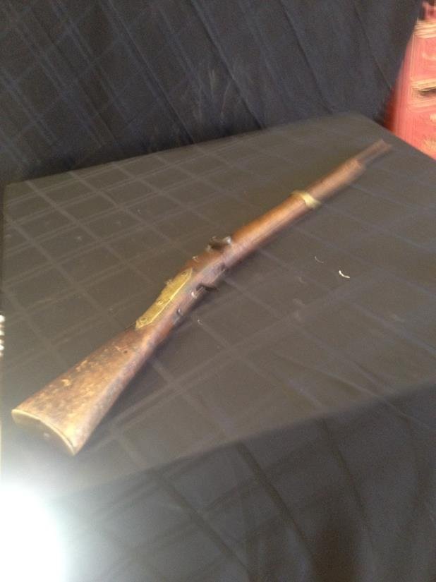 "Chassepot" gun: It's called a "Chassepot". Built in 1867. used by french forces in Franco/Prussian war of 1870 and 1871. Breech loading fires an 11mm cartridge. Can't by ammunition anymore only fires paper bullet. Ba