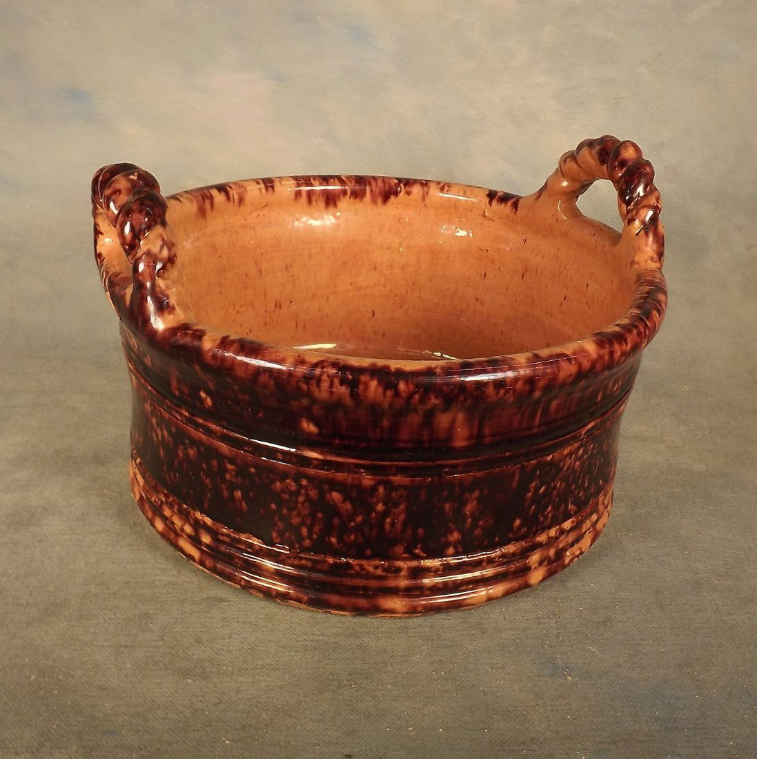 John Bell Redware Butter Tub - Waynesboro PA: John Bell Redware Butter Tub - Waynesboro PA