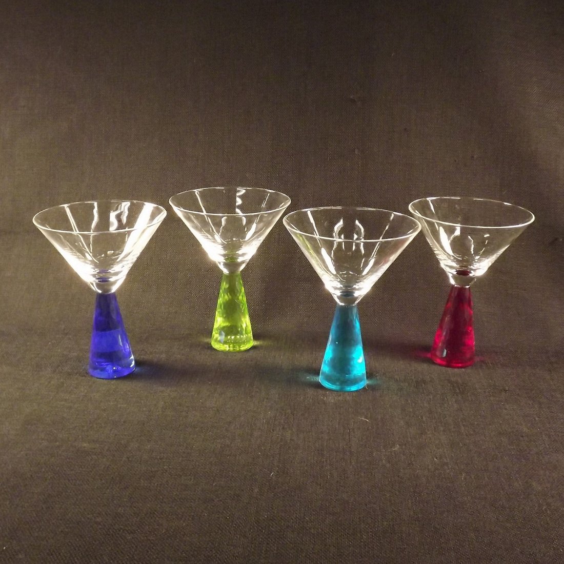 4 Artglass Martini Glasses - 6.5" tall: 4 Artglass Martini Glasses - 6.5" tall