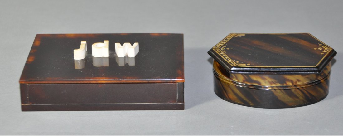 (Lot of 2) Antique tortoiseshell boxes (1 of 6)