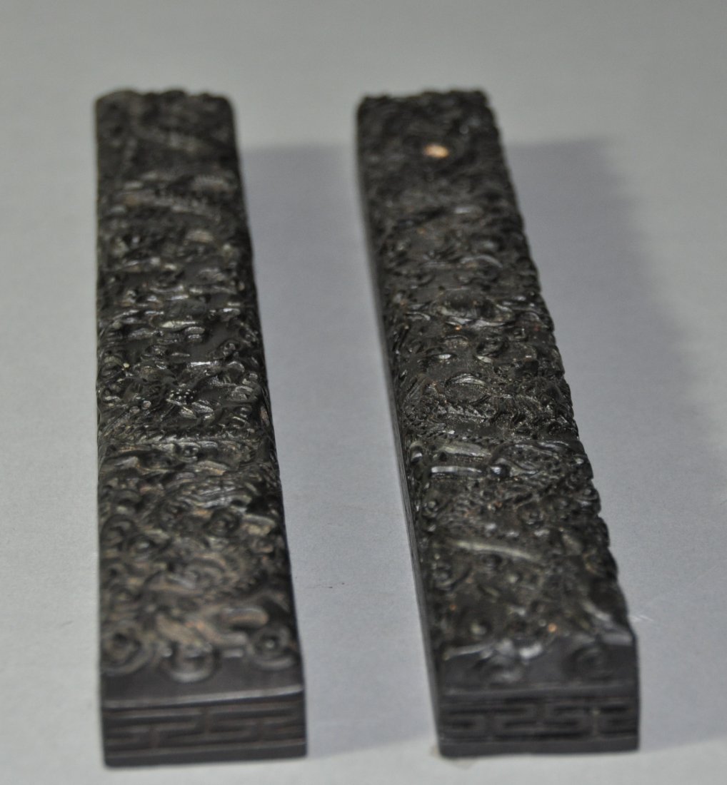 A pair of  carved   Zitan wood Painting the ruler (1 of 5)