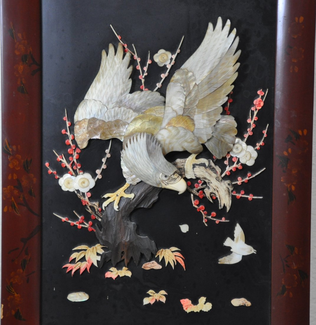 A 19th century mother of pearl lacquer panel (1 of 4)