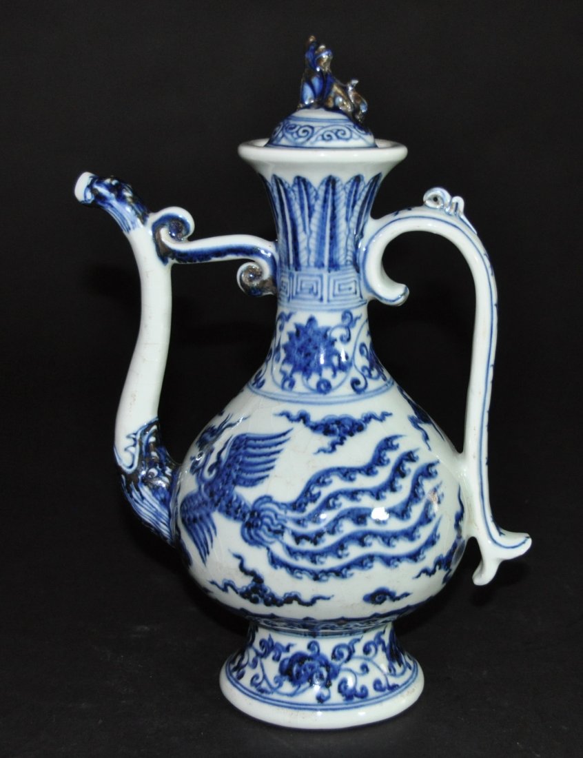 A Ming Dynasty blue and white porcelain pitcher (1 of 9)