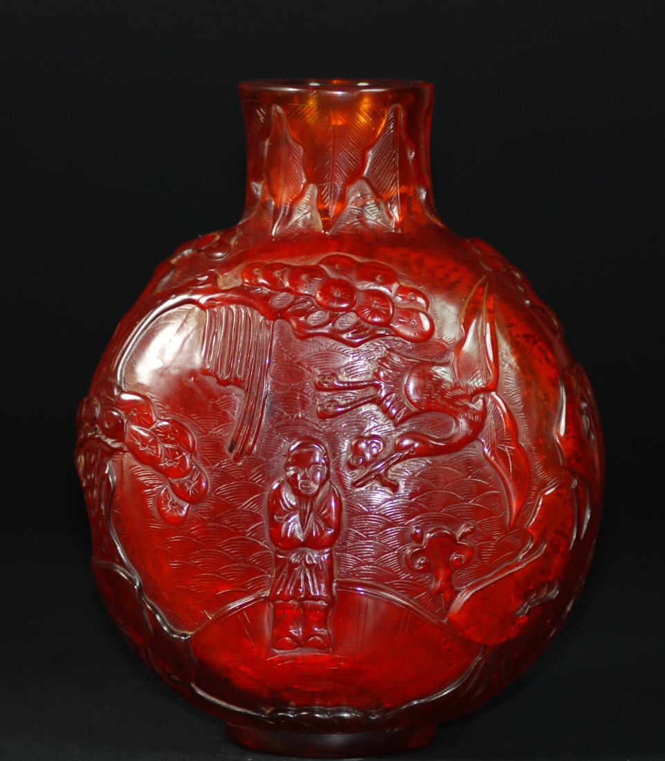 A fine and rare Qianlong amber moonflask (1 of 6)
