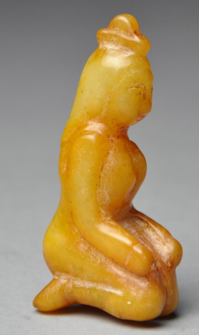 A Han Dynasty yellow jade: Jade Height 8.5 cm.
