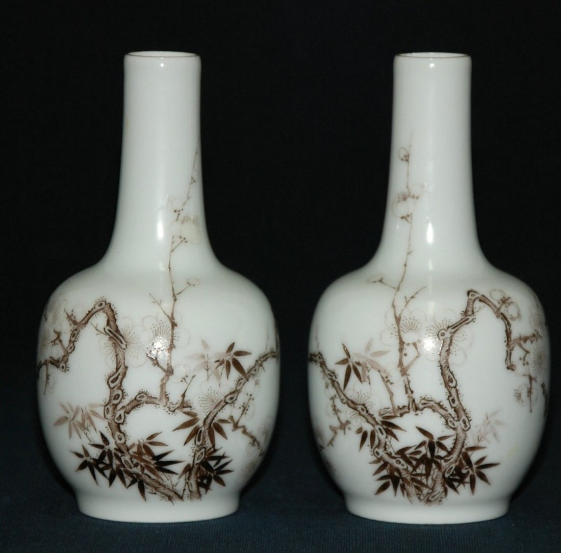 A pair of rare Yongzheng Dynasty ink color vases (1 of 6)