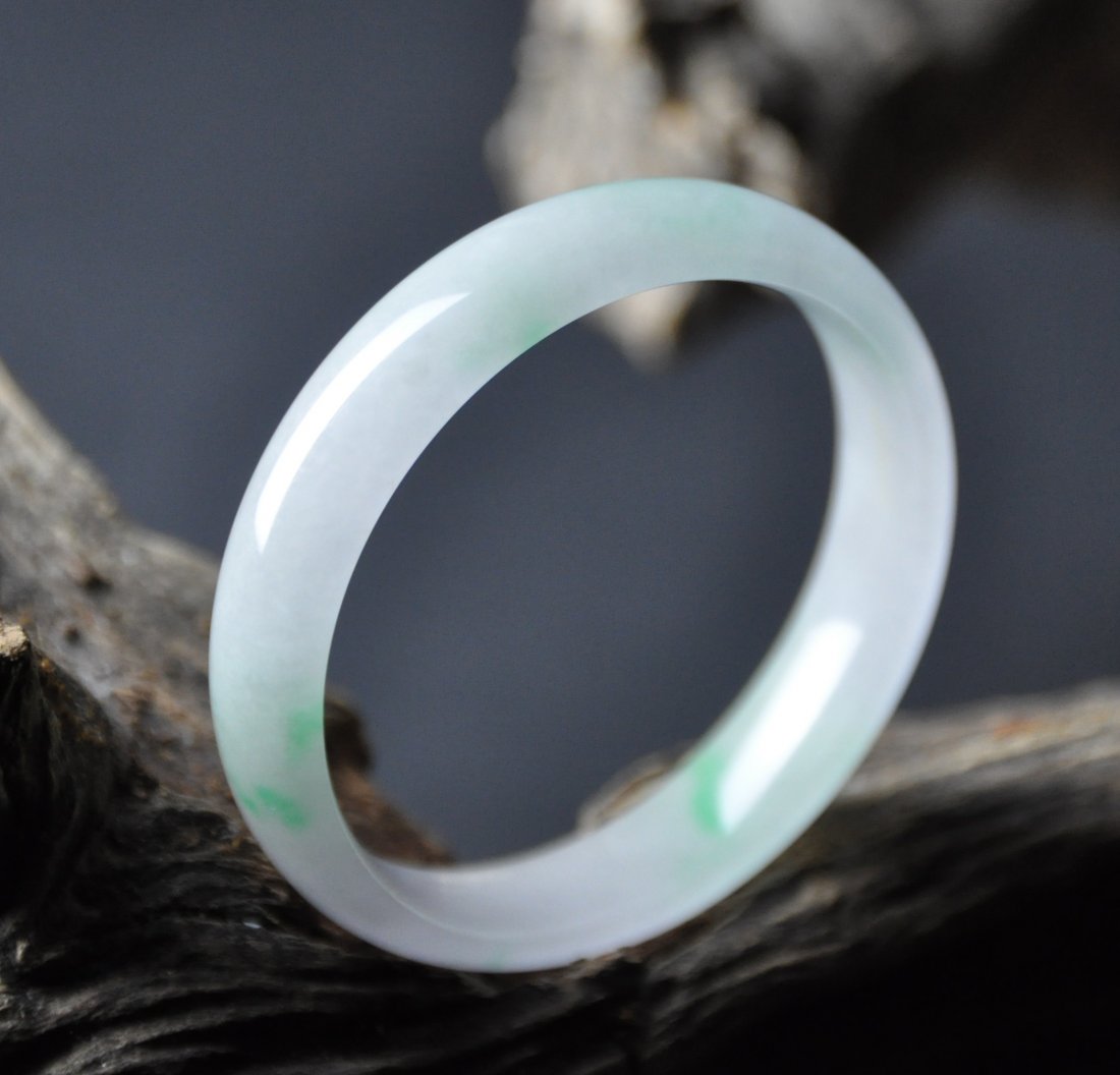 A translucent  Green and white jadeite bangle (1 of 5)