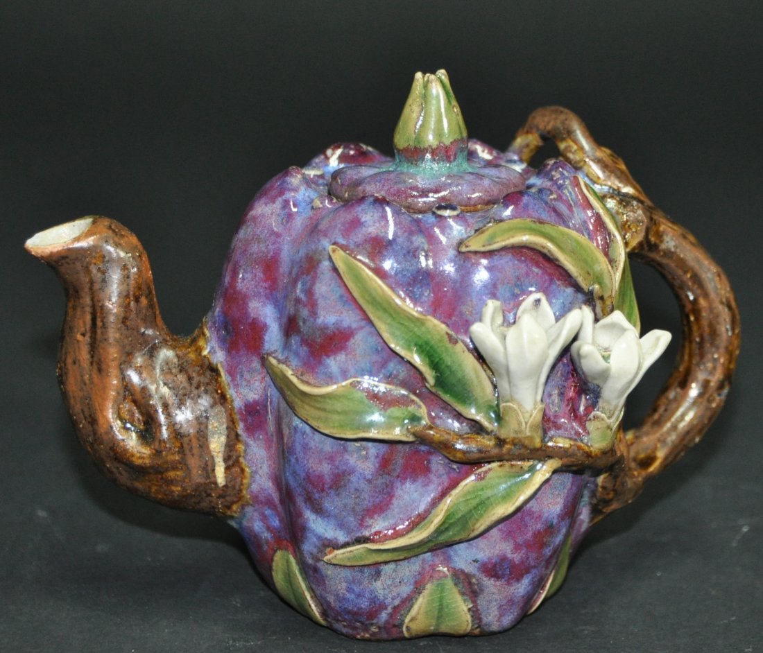 A fine Flambe glazed porcelain teapot (1 of 5)