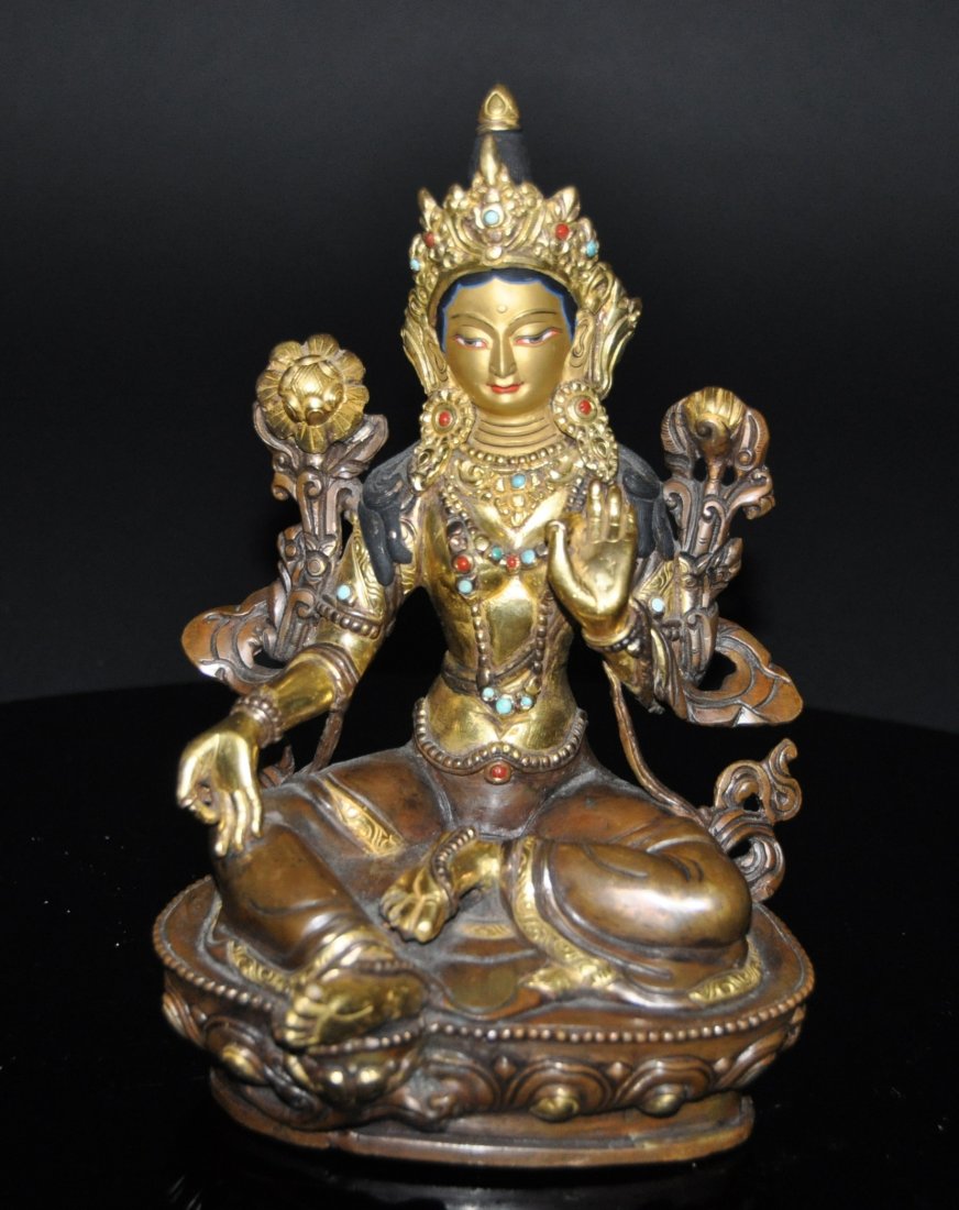 A Qing Dynasty gilt-bronze Tibetan Manjushri (1 of 8)