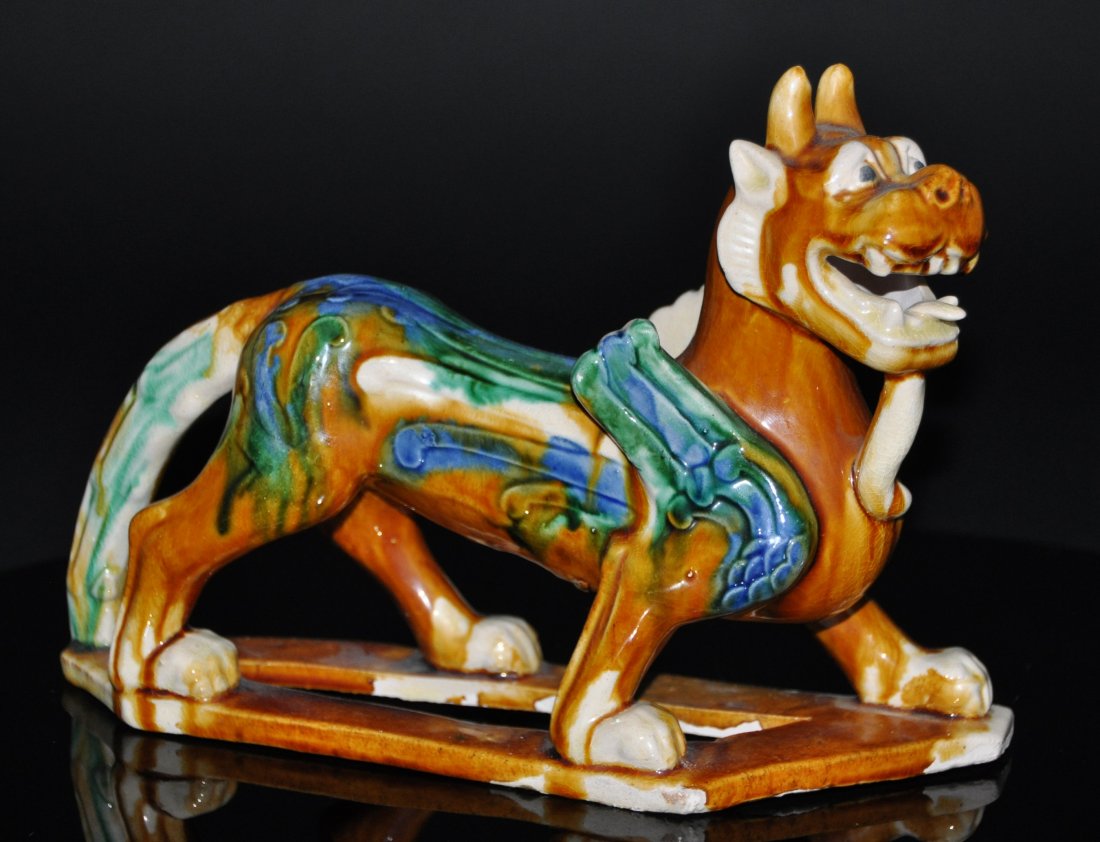 A Tang style Sancai buddhist lion (1 of 4)