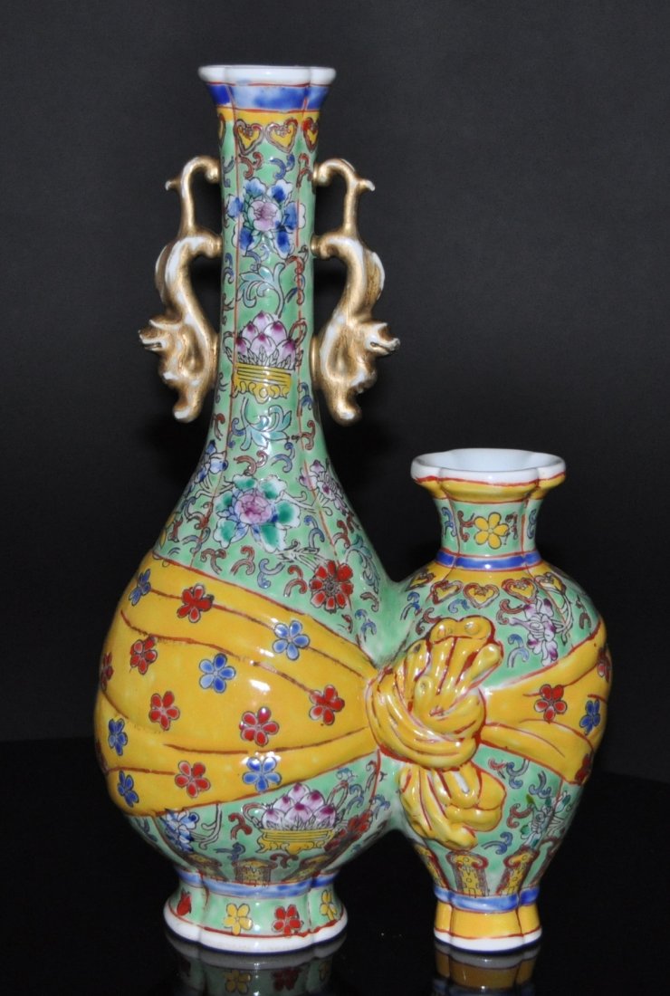 A rare Yongzheng Period yellow enamel ground double (1 of 9)