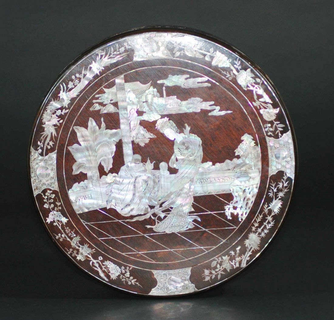 A Qing Dynasty mother-of-pearl inlaid wood cover box (1 of 5)