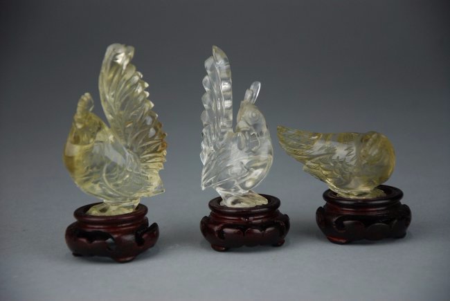 A lot of 3 crystal rooster and hen (1 of 4)
