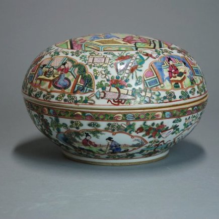 A large antique famille rose box (1 of 5)