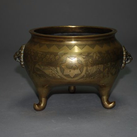 A Three-foot Gilt- Bronze burner, Xuande six- character (1 of 7)