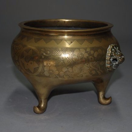 A Three-foot Gilt- Bronze burner, Xuande six- character (1 of 7)
