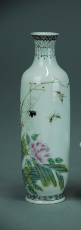 An   Antique enameled vase and coral red enameled (1 of 5)