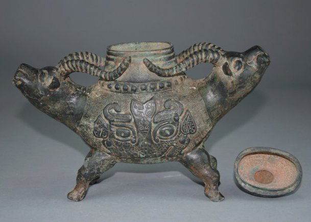 An ancient bronze double heads cow (1 of 5)