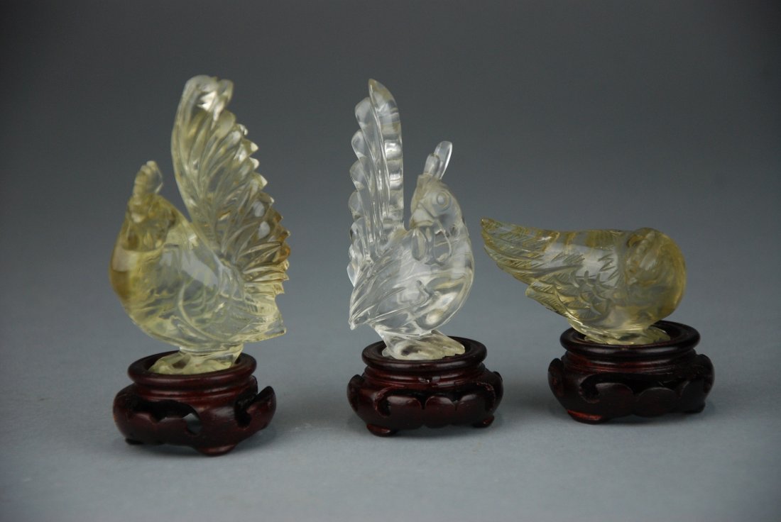 A lot of 3 crystal rooster and hen (1 of 7)