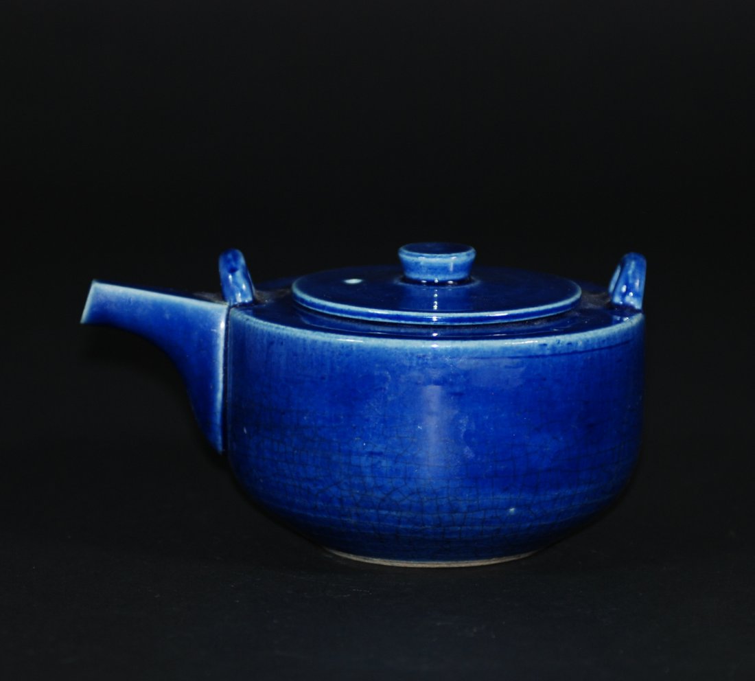 A Qing Dynasty powder-blue-ground teapot (1 of 6)