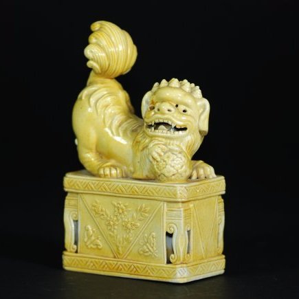 A Qing Dynasty  yellow-glazed porcelain dog (1 of 6)