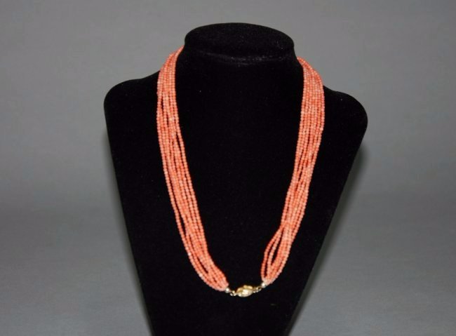 A 19th century natural red coral beaded necklace (1 of 6)