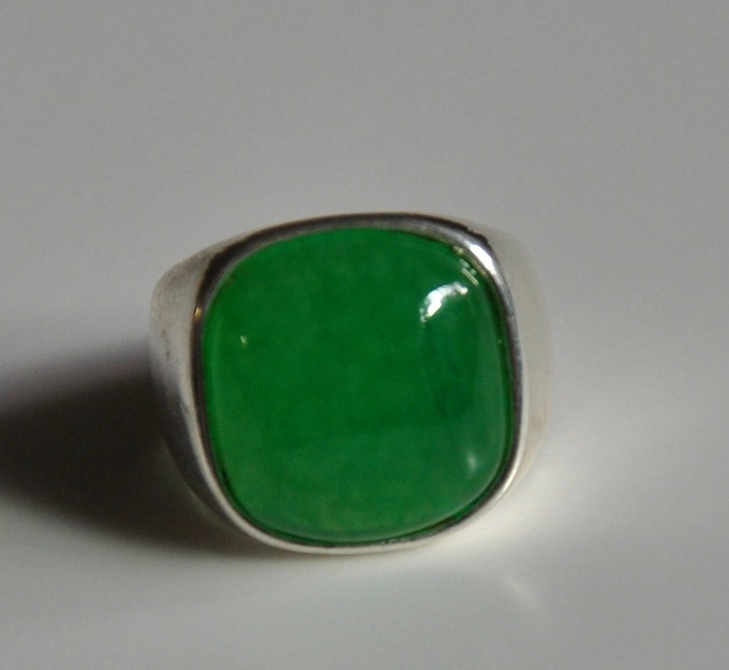 A translucent green jadeite ring (1 of 6)