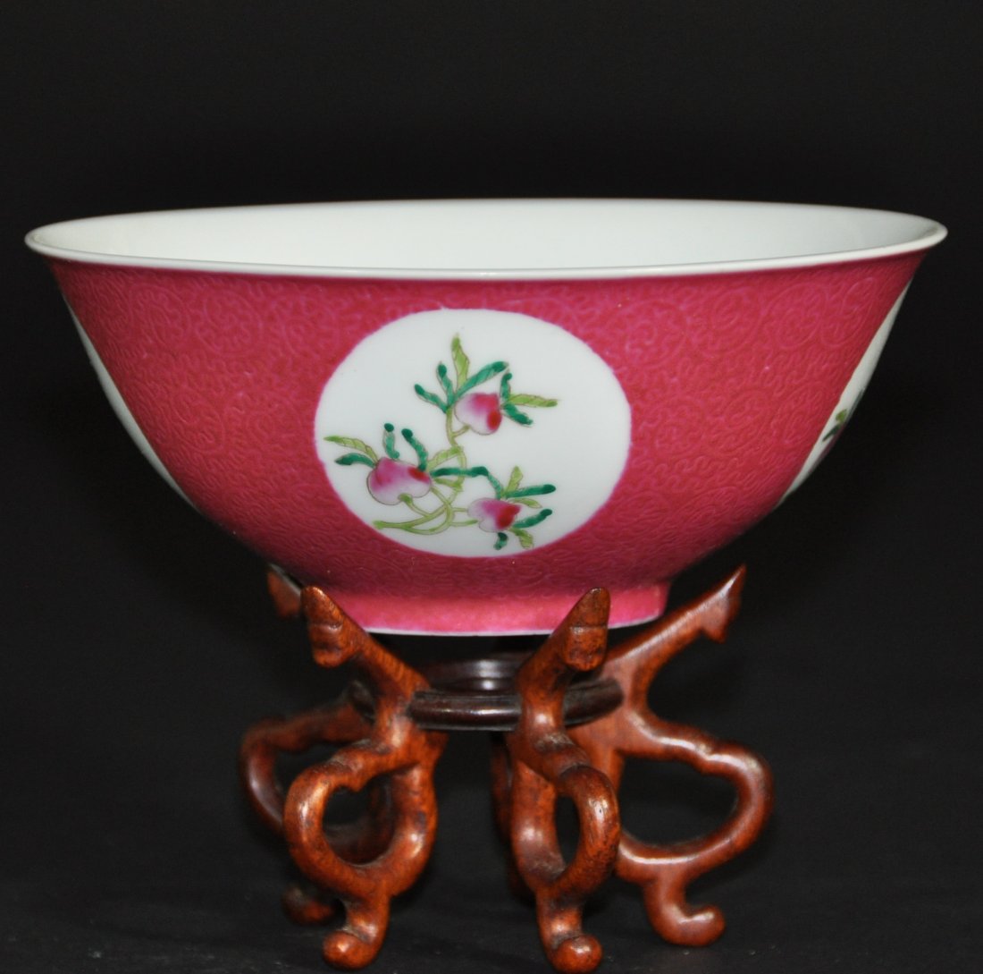 A rare famille rose enamel and sgraffito-decorated bowl (1 of 8)
