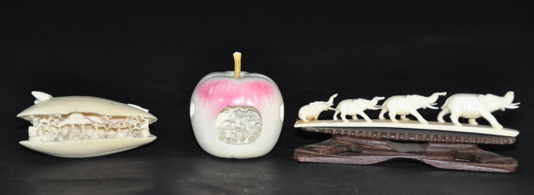 (Lot of 3) Japanese/ Chinese carved elephant figure (1 of 8)