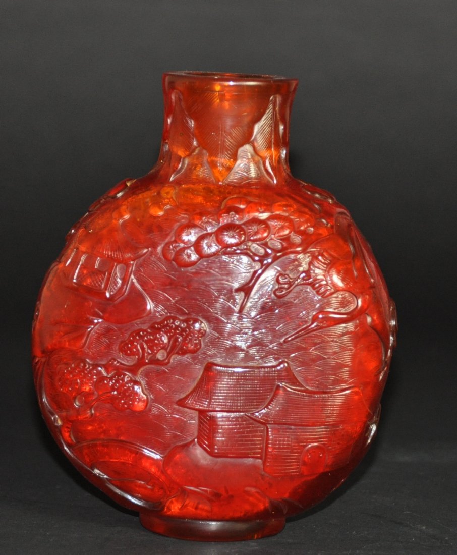 A fine and rare Qianlong amber moonflask (1 of 8)