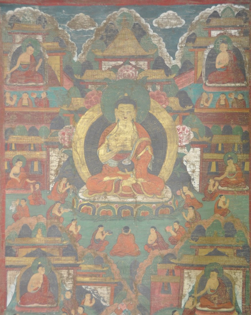 A Qing Dynasty himalayan thangka, Buddha (1 of 10)