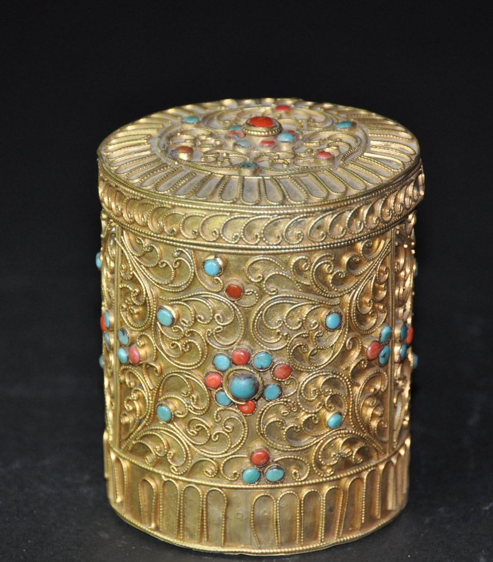 An antique filigree container with stones (1 of 7)