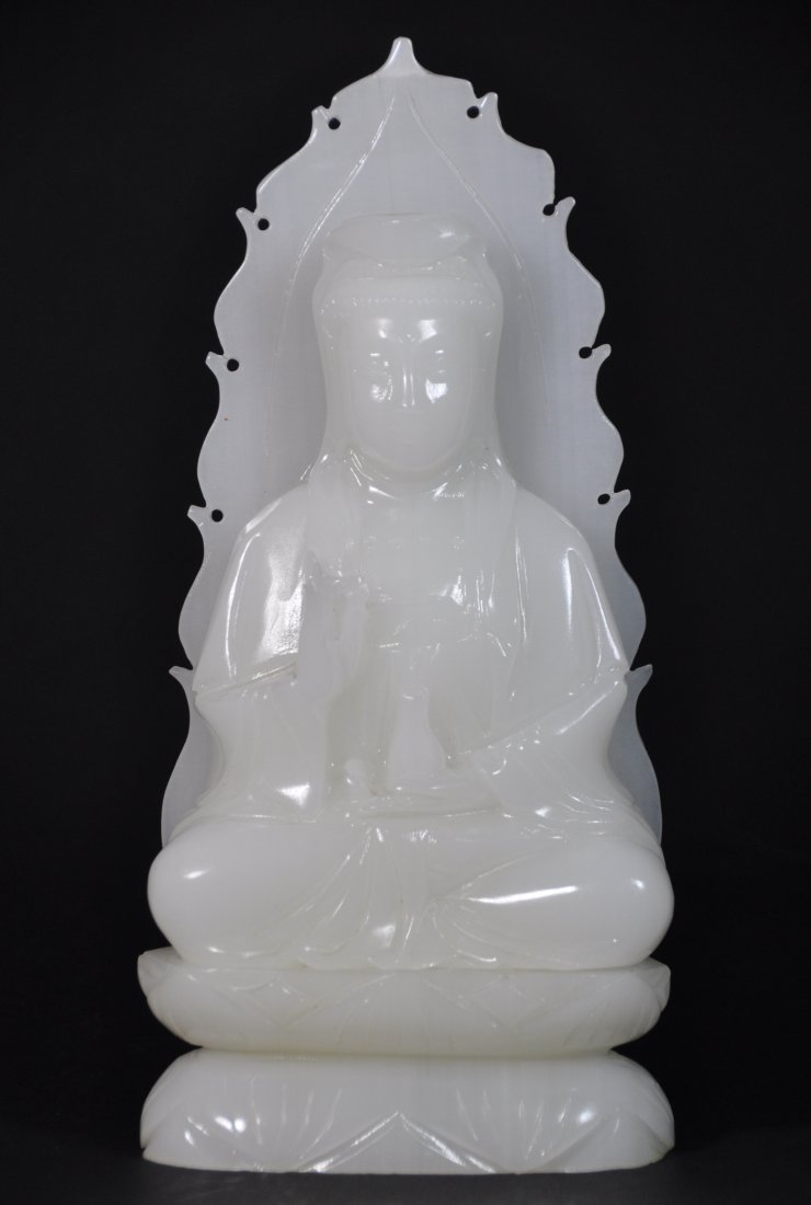 A white jade carving of Guanyin (1 of 7)