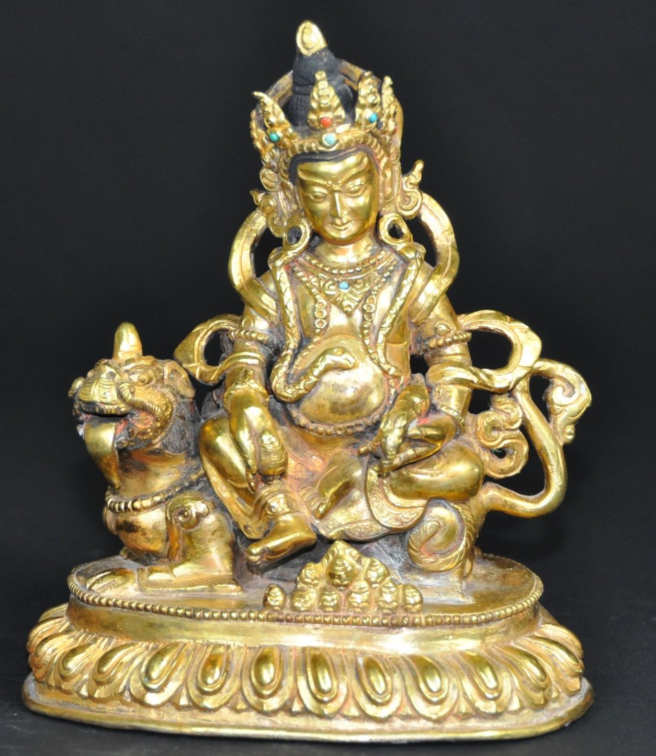 A 16th/17th century gilt-bronze Tibetan Manjushri (1 of 8)