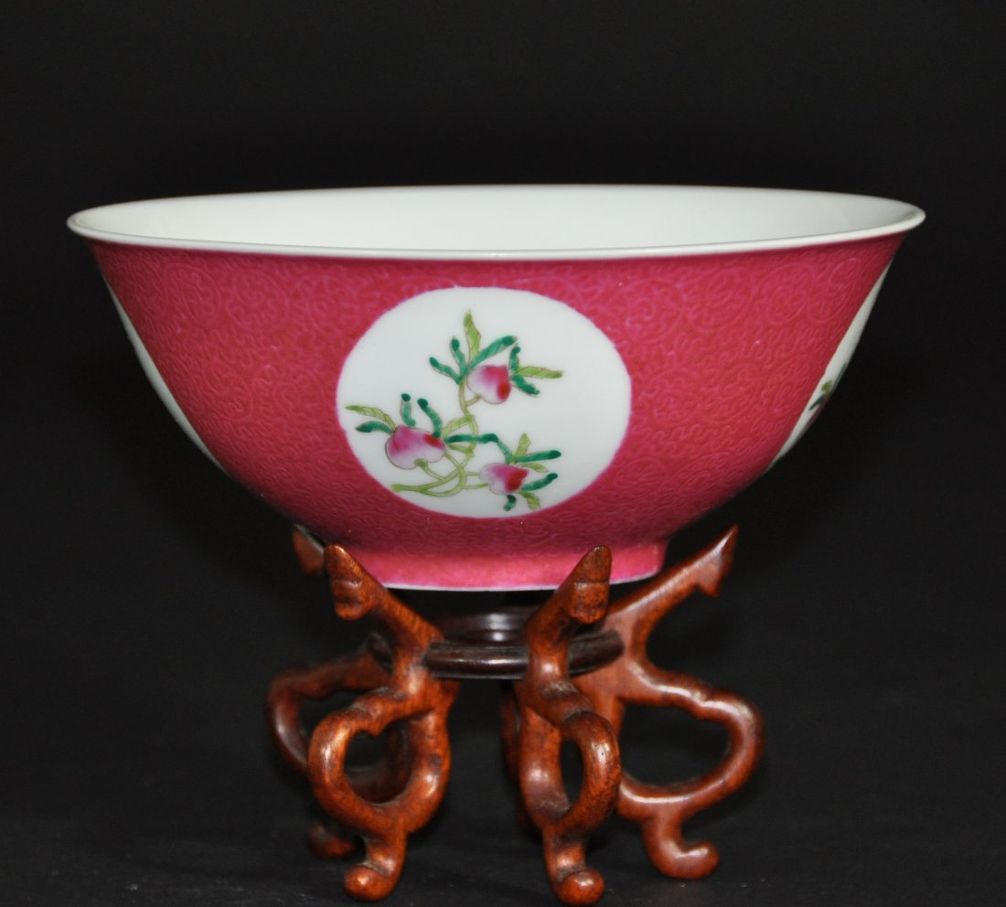 A rare famille rose enamel and sgraffito-decorated bowl (1 of 8)