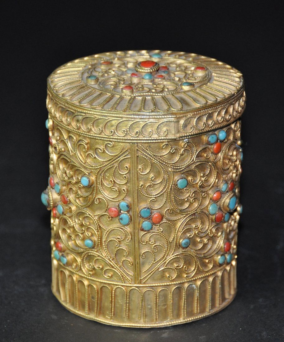 An antique filigree container with stones (1 of 6)