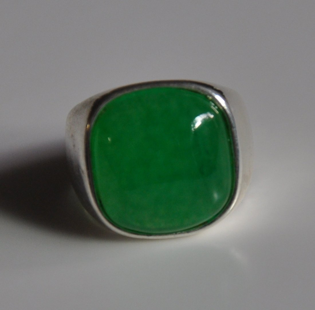 A translucent green jadeite ring (1 of 6)