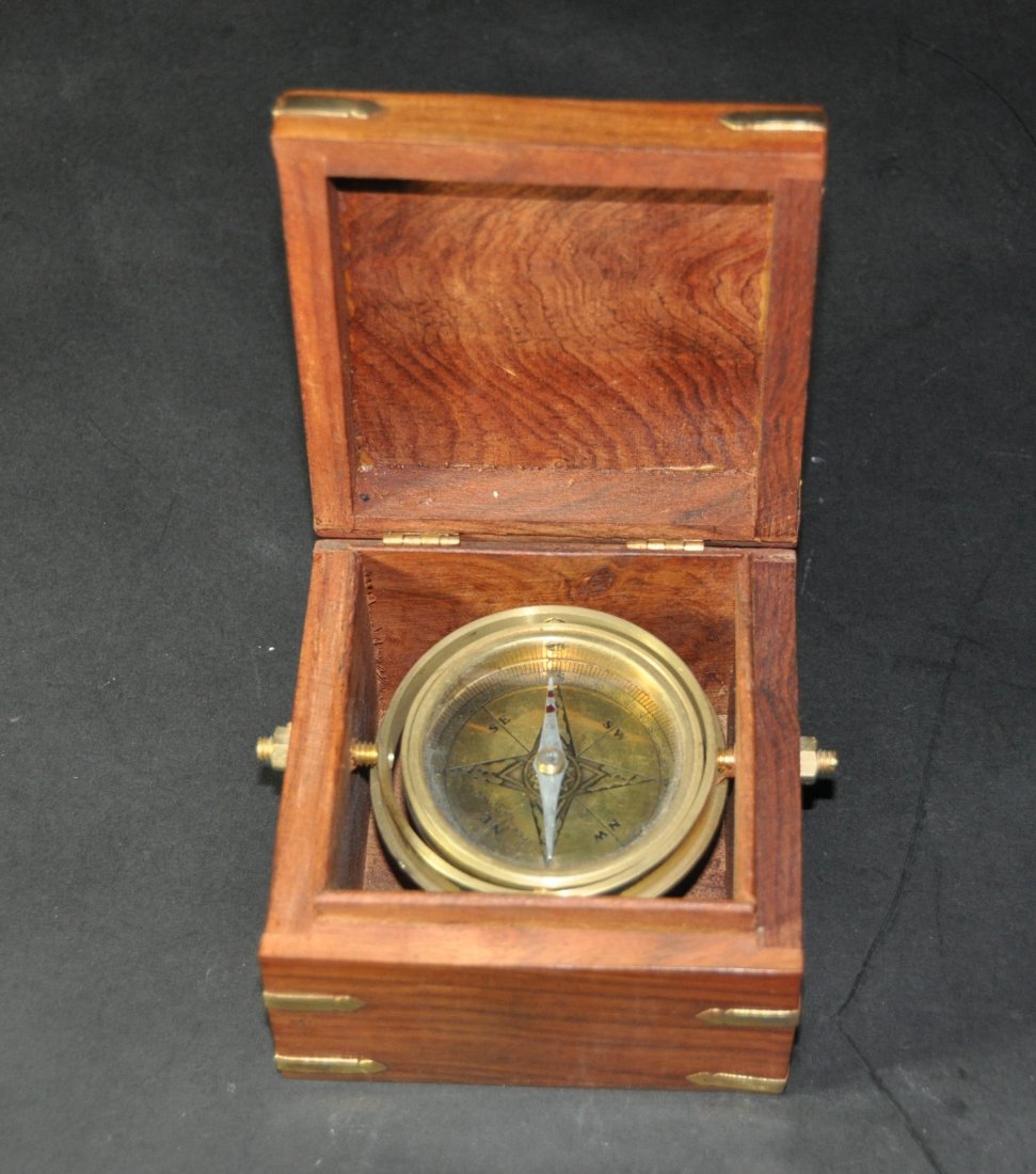 An antique boxed binnacle compass (1 of 7)