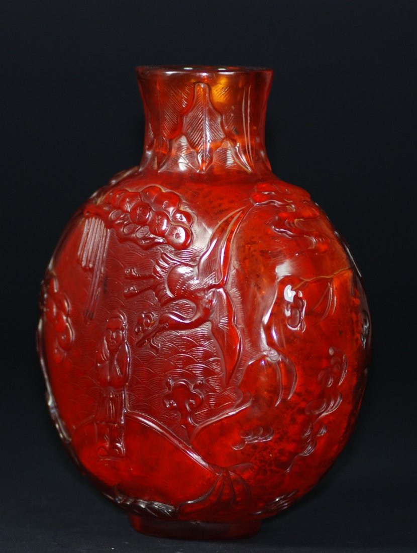 A fine and rare Qianlong amber moonflask (1 of 6)