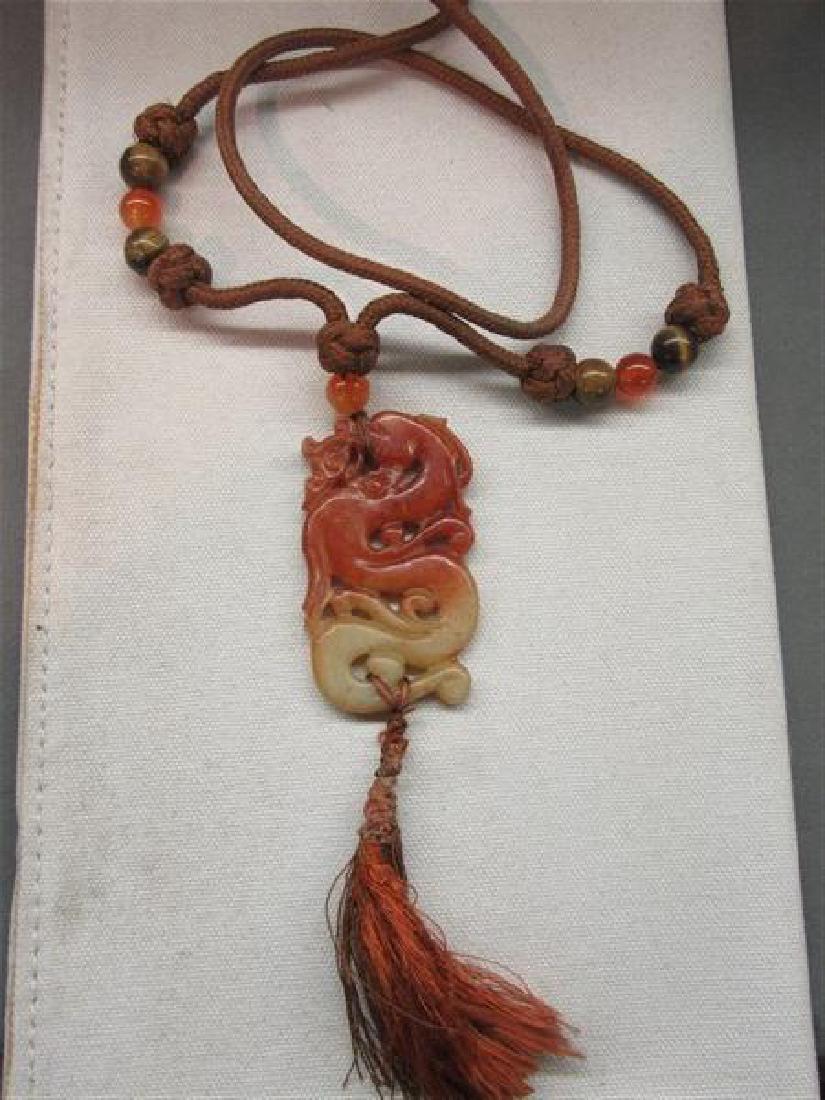 Carved Orange  Jade Necklace (1 of 4)