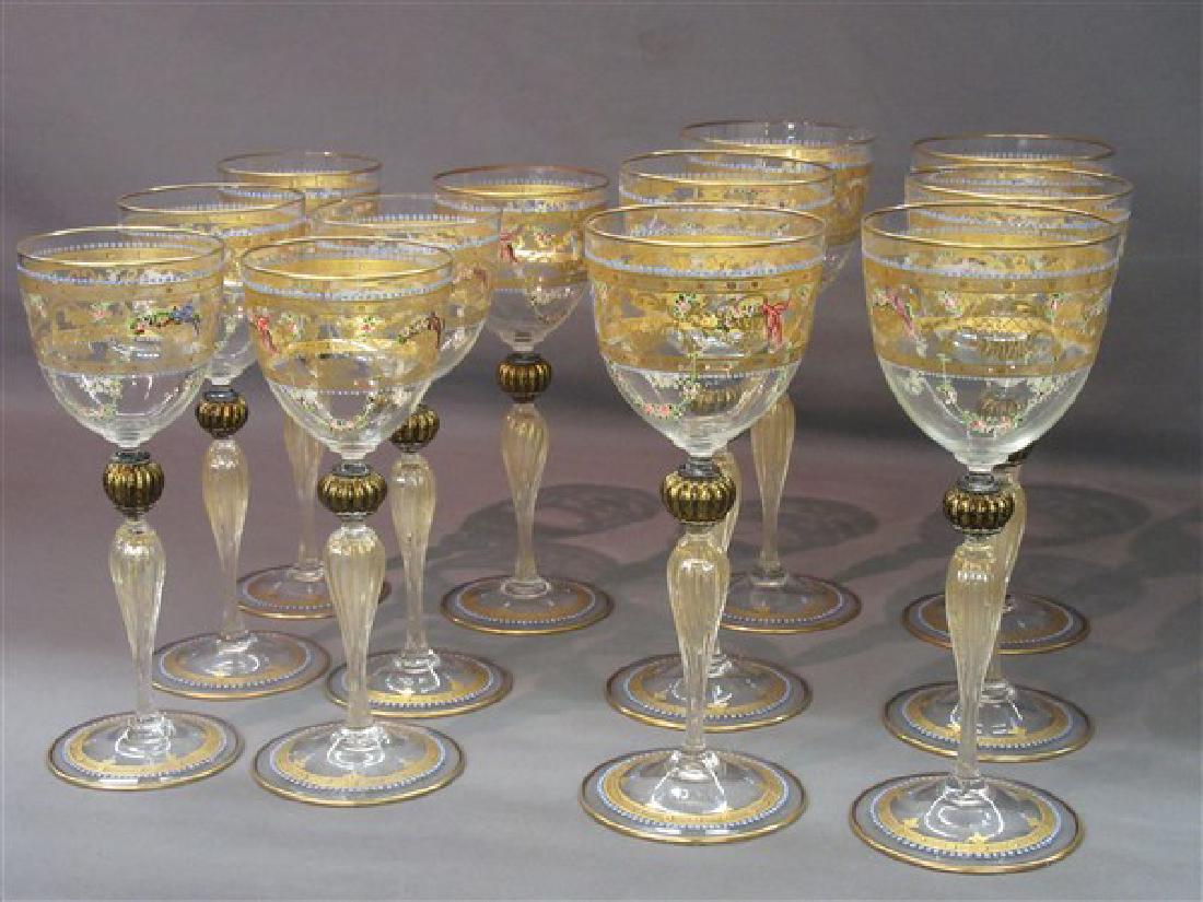 Twelve (12) Venetian Glass Goblets (1 of 4)