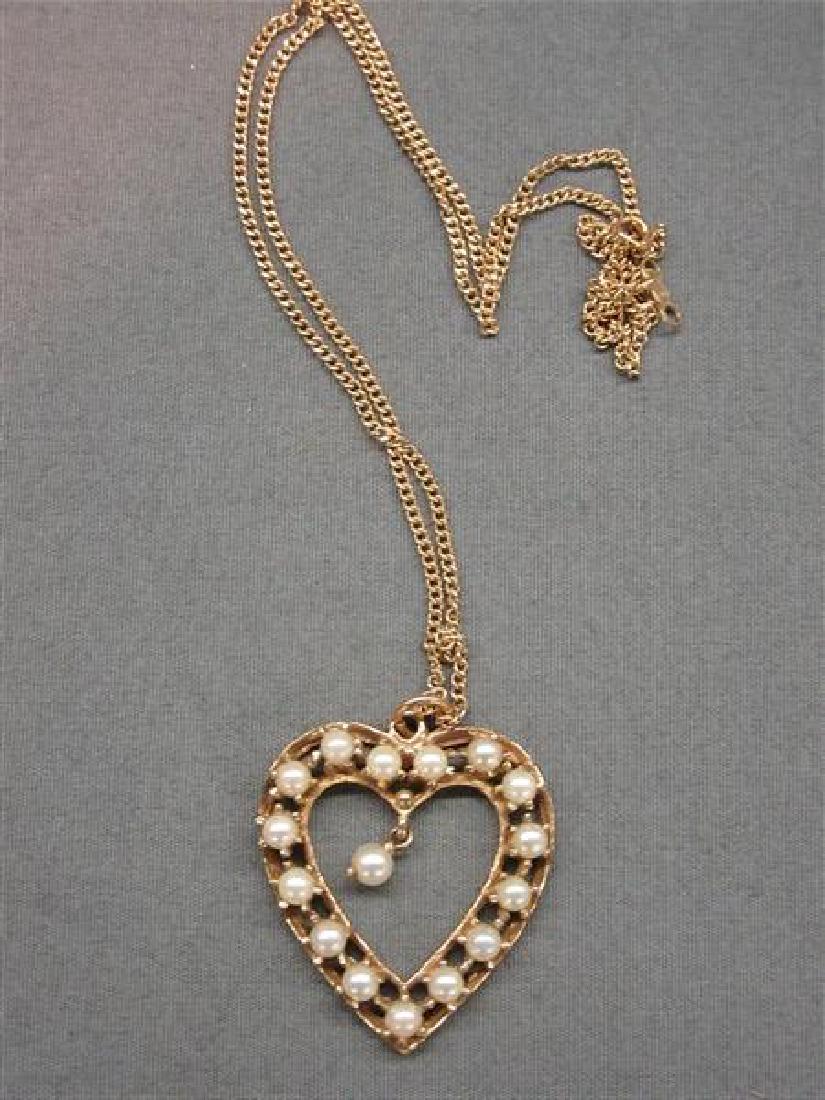 14k Gold Pearl Heart Necklace (1 of 3)